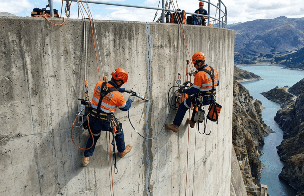 Rope access crack sealing services