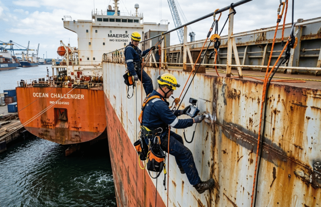 Ship hull inspection rope access services